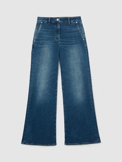 Reiss Addie Wide Leg Jeans, Blue - view 2, Blue