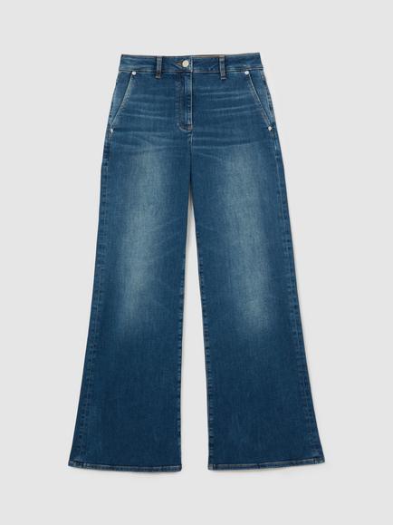 Reiss Addie Wide Leg Jeans, Blue - view 2, Blue