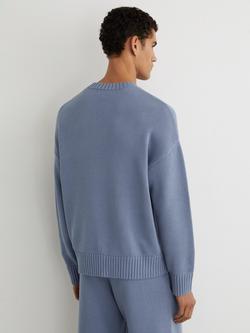 Reiss Kendi Knitted Logo Jumper - view 2, Powder Blue
