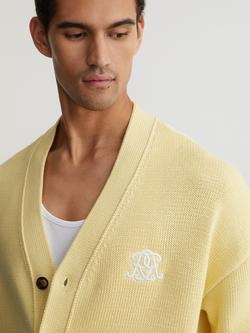 Reiss Coates Knitted Logo Cardigan - view 2, Yellow