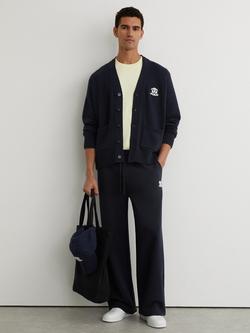 Reiss Coates Knitted Logo Cardigan, Navy