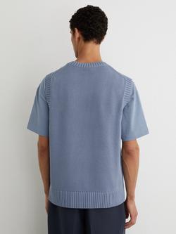 Reiss Coben Logo Knitted Vest, Powder Blue - view 2, Powder Blue