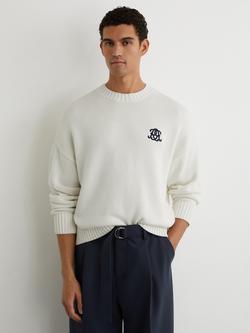Reiss Kendi Knitted Logo Jumper, White