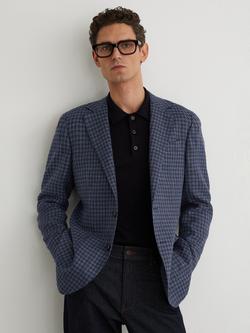 Reiss Romana Dogtooth Blazer, Blue Multi, Blue Multi