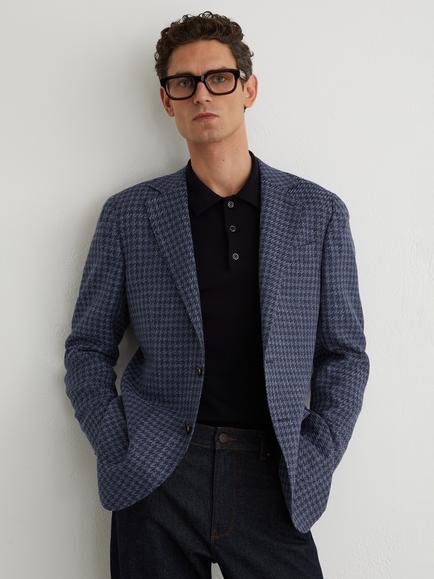 Reiss Romana Dogtooth Blazer, Blue Multi, Blue Multi