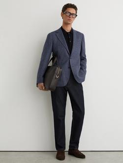 Reiss Romana Dogtooth Blazer, Blue Multi - view 2, Blue Multi