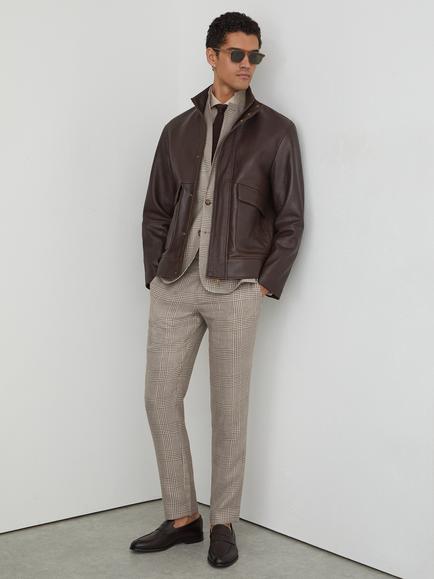Reiss Epsom Prince of Wales Check Blazer - view 2, Brown Multi