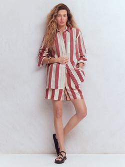 Boden Sadie Stripe Relaxed Pure Linen Shirt, Ivory/Multi, Ivory/Multi