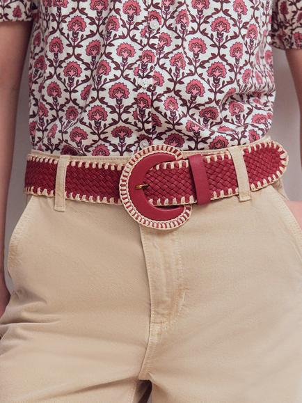 Boden Woven Stitch Belt, Winter Blush - view 2, Winter Blush