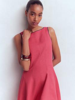 Boden Annet Linen Rich Sleeveless Dress, Hollyberry - view 2, Hollyberry