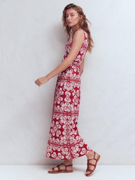 Boden Antonia Floral Jersey Maxi Dress containing LENZING™ ECOVERO™ Viscose, Rich Chestnut - view 2, Rich Chestnut