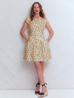 Boden Arabella Spaced Dot Linen Rich Shirt Dress, Ivory/Multi, Ivory/Multi