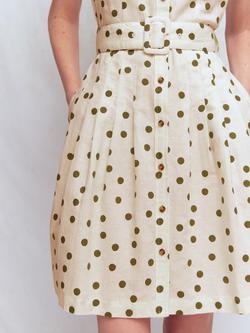 Boden Arabella Spaced Dot Linen Rich Shirt Dress, Ivory/Multi - view 2, Ivory/Multi