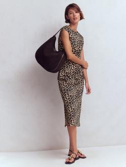 Boden Delilah Cheetah Print Twist Dress, Almond Milk/Multi, Almond Milk/Multi