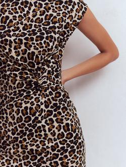 Boden Delilah Cheetah Print Twist Dress, Almond Milk/Multi - view 2, Almond Milk/Multi