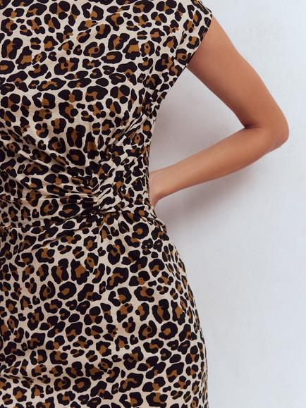 Boden Delilah Cheetah Print Twist Dress, Almond Milk/Multi - view 2, Almond Milk/Multi