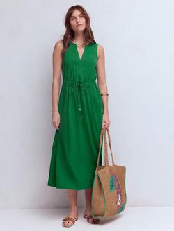 Boden Delphine Drawstring Waist Midi Dress, Fresh Green, Fresh Green