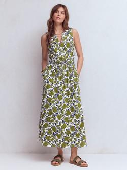 Boden Delphine Drawstring Waist Midi Dress, Olive, Olive