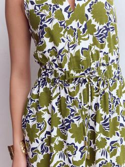 Boden Delphine Drawstring Waist Midi Dress, Olive - view 2, Olive