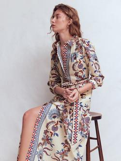 Boden Ellie Border Print Shirt Maxi Dress, Blue/Multi - view 2, Blue/Multi