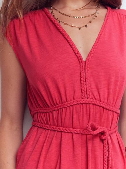 Boden Heidi Ruched Rope Trim Dress, Winter Blush - view 2, Winter Blush