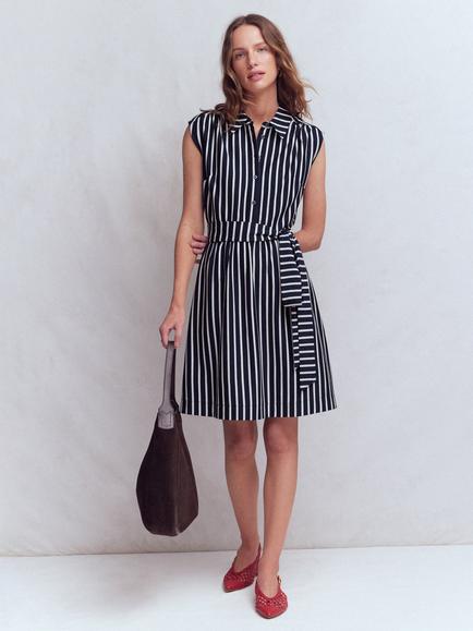 Boden Honor Stripe Shirt Dress, Navy/White, Navy/White