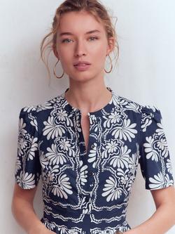 Boden Ivy Botanical Charm Midi Dress, Navy/Multi - view 2, Navy/Multi
