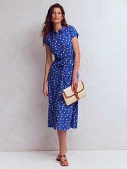 Boden Marcia Polka Dot Jersey Shirt Dress, Blue/Multi, Blue/Multi