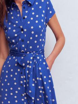 Boden Marcia Polka Dot Jersey Shirt Dress, Blue/Multi - view 2, Blue/Multi
