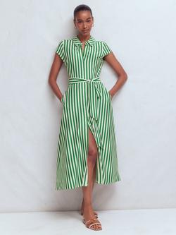 Boden Marcia Stripe Jersey Shirt Dress, Green/Ivory, Green/Ivory