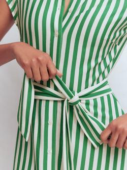 Boden Marcia Stripe Jersey Shirt Dress, Green/Ivory - view 2, Green/Ivory
