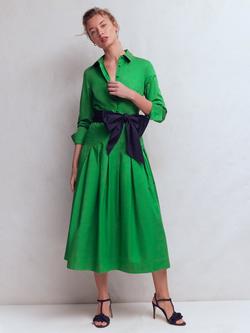 Boden Bow Waist Pleated Maxi Dress, Green, Green