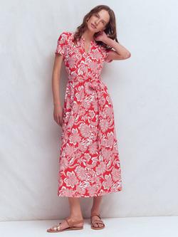 Boden Naomi Blossom Jersey Midi Dress, Orange/Multi, Orange/Multi