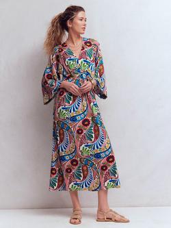 Boden Nell Paisley Kimono Sleeve Midi Dress containing LENZING™ ECOVERO™ Viscose, Multi, Multi
