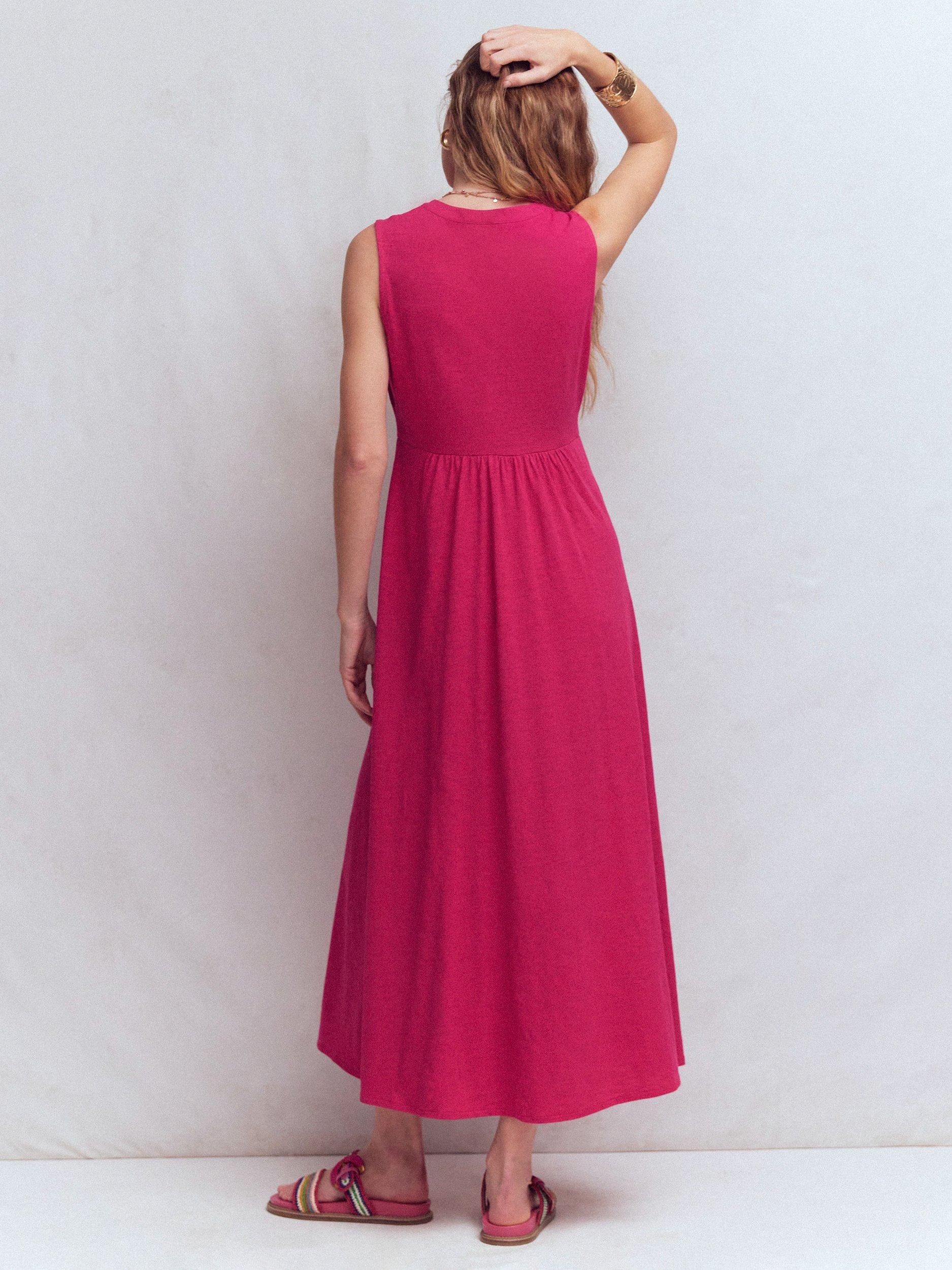 green emerald velvet dress Cathy Notch Neck Jersey Dress-Tourmaline Blue