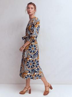 Boden Octavia V-Neck Gardens Dress, Navy/Multi, Navy/Multi