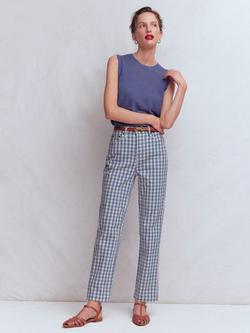 Boden High Rise Gingham Straight Jeans, Blue, Blue