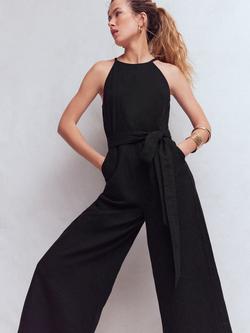 Boden Rosa Double Cloth Jumpsuit, Black, Black