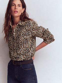 Boden Sadie Cheetah Pop Relaxed Fit Shirt, Brown/Multi, Brown/Multi