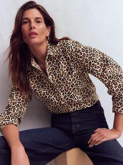 Boden Sadie Cheetah Pop Relaxed Fit Shirt, Brown/Multi - view 2, Brown/Multi