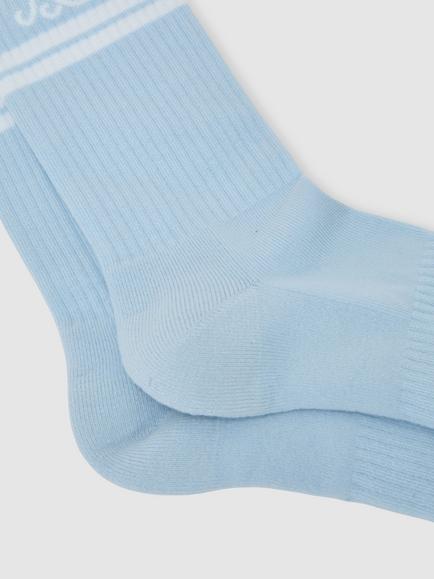 Reiss Maurice Logo Embroidered Ribbed Socks - view 2, Powder Blue/White