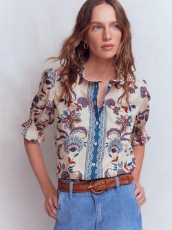 Boden Floral Ruffle Top, Multi - view 2, Multi