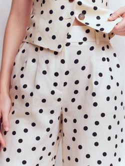 Boden Kensington Spot Print Pure Linen Shorts, Ivory/Multi - view 2, Ivory/Multi