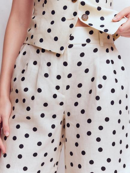Boden Kensington Spot Print Pure Linen Shorts, Ivory/Multi - view 2, Ivory/Multi