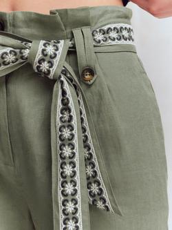 Boden Paperbag Belted Shorts, Green - view 2, Green