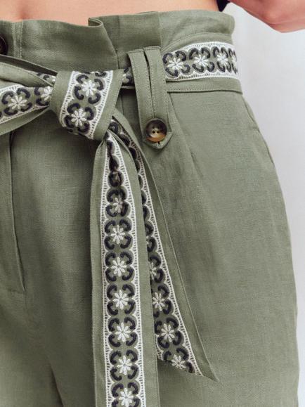Boden Paperbag Belted Shorts, Green - view 2, Green