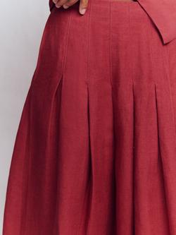 Boden Valentina Linen Midi Skirt, Red Pear - view 2, Red Pear