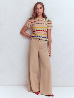 Boden Monica Stripe Pointelle Knit Top, Multi, Multi