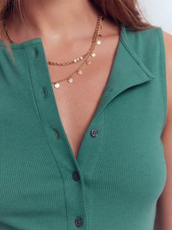 Boden Evie Ribbed Sleeveless Shirt, Deep Sea - view 2, Deep Sea