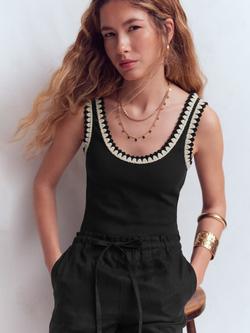 Boden Maddie Trim Detail Vest Top, Black, Black